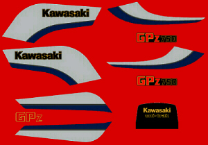 84 GPz750 Red Bike complete 10pc. decal kit