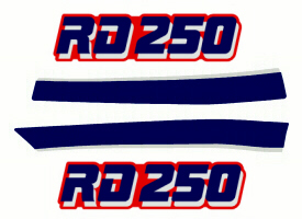 84 RD250 Lower Chin Faring Stripes and RD250 Logos