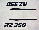 Black White RZ350 Chin Fairing decal kit